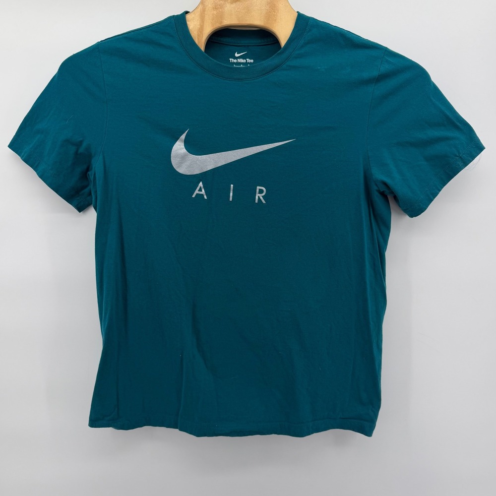 Nike T-Shirt Mens Large Teal Blue Graphic Air Swoosh Short Sleeve Athletic